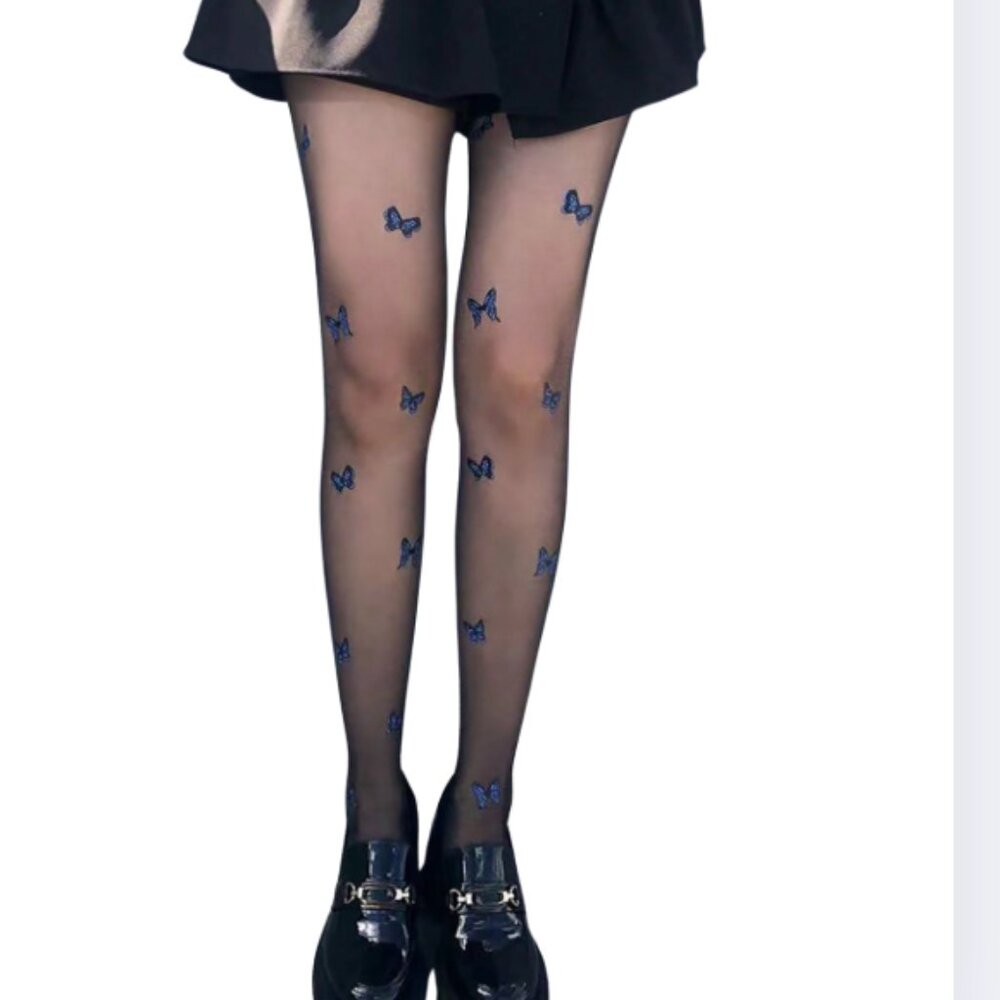 Chic Sheer Butterfly-Patterned Tights